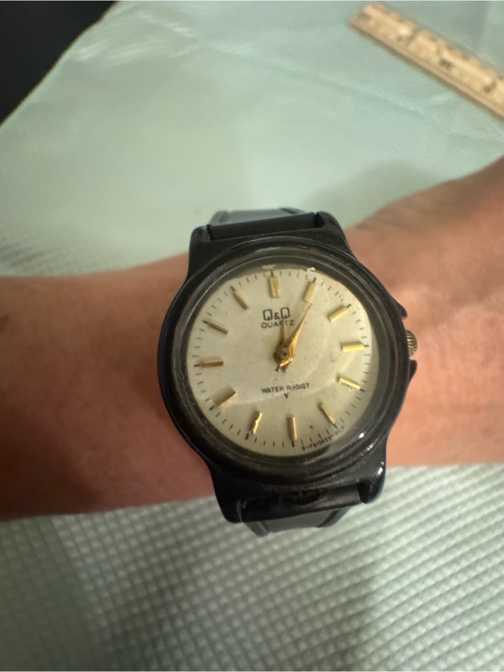 Q&Q Black and Gold Analog Quartz Watch for Everyday Wear